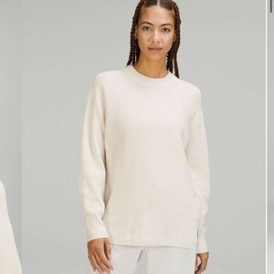 Lululemon Merino Wool-Blend Ribbed Crewneck Sweater White Opal 16